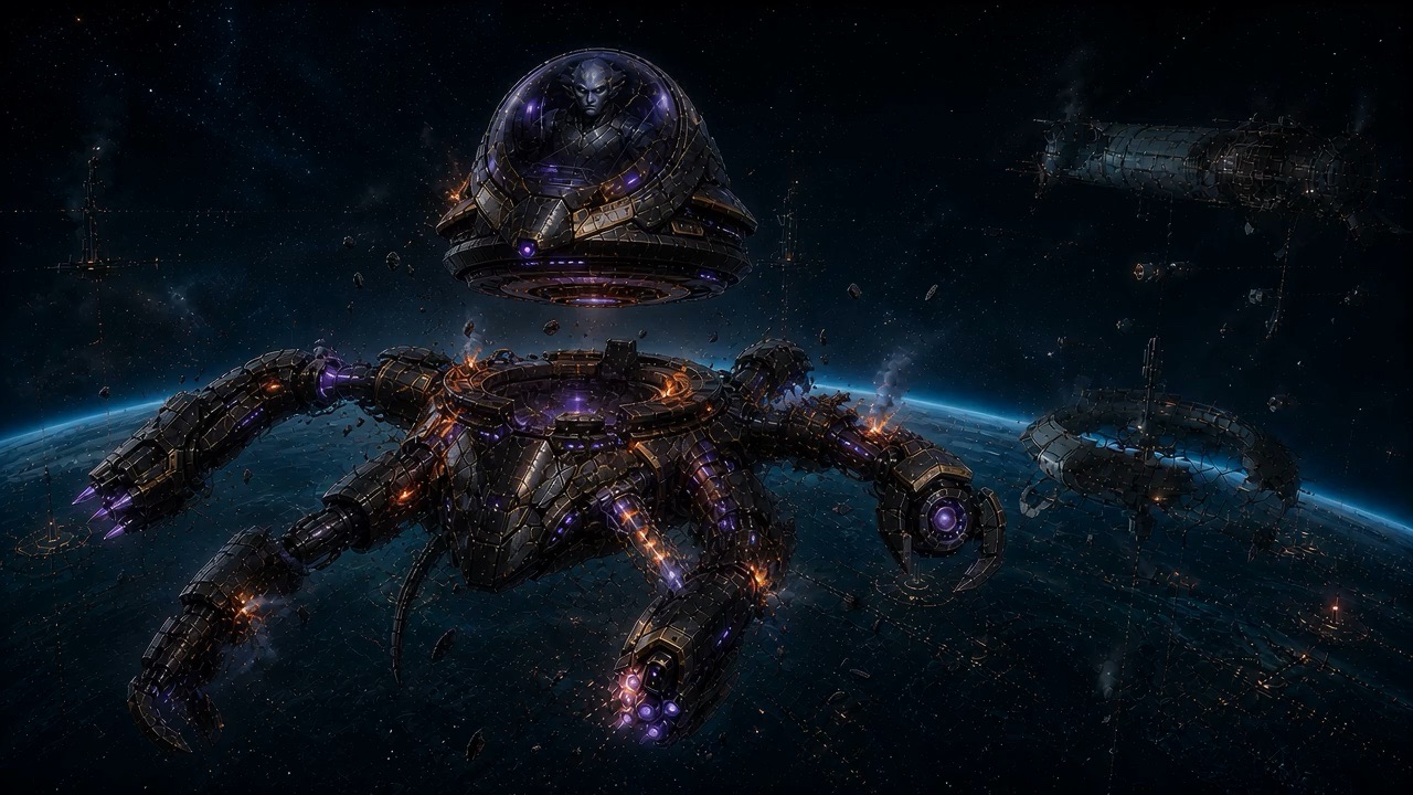 The Serik, a giant clawed machine, rising over Meridian.